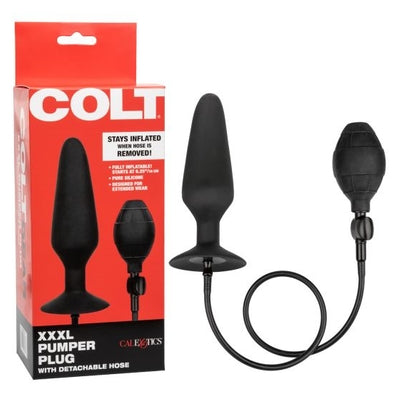 Colt XXXL Pumper Plug With Detachable Hose Black Silicone 16cm x 4.5cm Black Anal Toys & Stimulators
