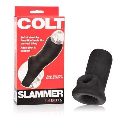 Colt Slammer Black PureSkin Penis Extender Sleeve with Supportive Scrotum Strap Black Penis Extension & Sleeves