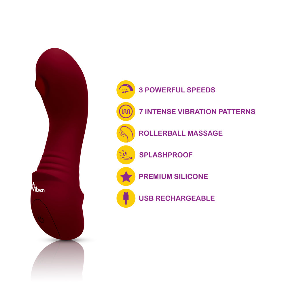Viben Zaina Mini Rollerball G-Spot Vibrator in Ruby Color > Sex Toys For Ladies > G-Spot Vibrators