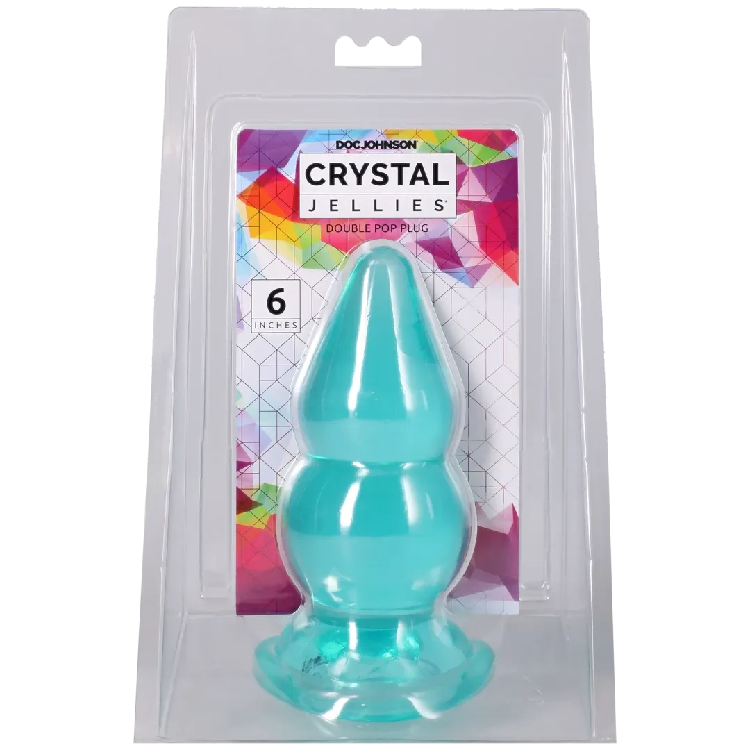 Crystal Jellies Double Pop Plug – Phthalate-Free Silicone 6 Inch Butt Plug Teal > Anal Range > Butt Plugs