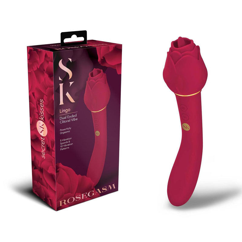 Secret Kisses Rosegasm Lingo 20.3cm Dual-ended Stimulator Red Rose Stimulators