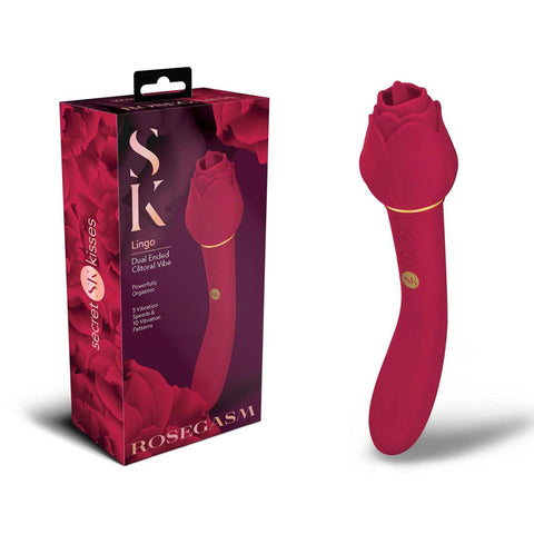 Secret Kisses Rosegasm Lingo 20.3cm Dual-ended Stimulator Red Rose Stimulators