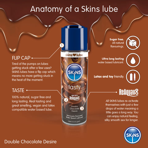 Skins Double Chocolate Desire (130ml) – Water-Based Lubricant > Lube > Flavoured
