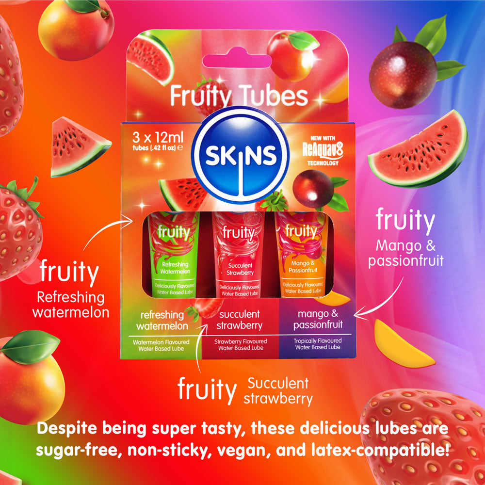 Skins Fruity Tubes 12ml Watermelon Strawberry Mango Lubricants > Lube > Flavoured