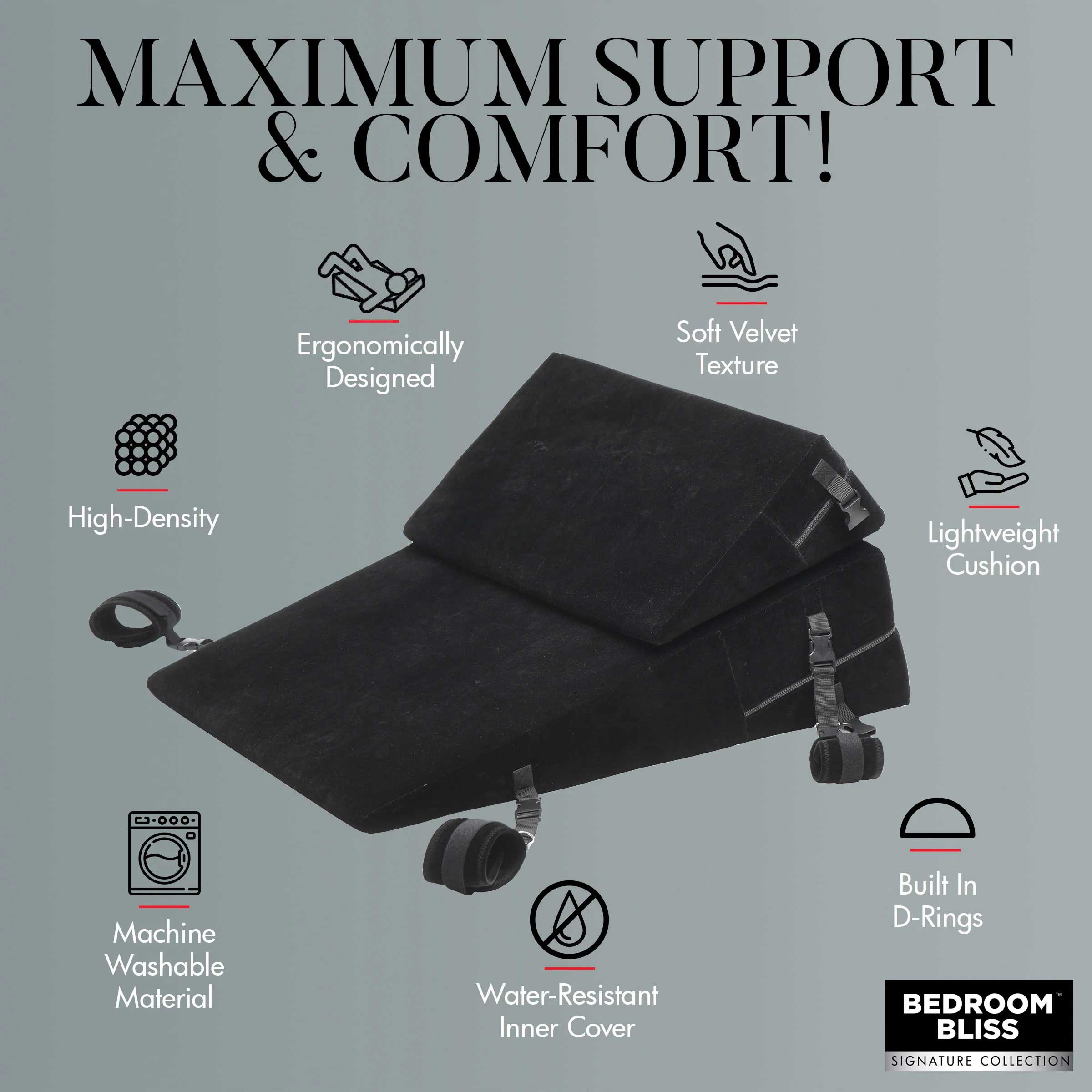 Bondage Cushion Set Foam Wedge Pillow for Adult Intimacy Black Sex Positioners