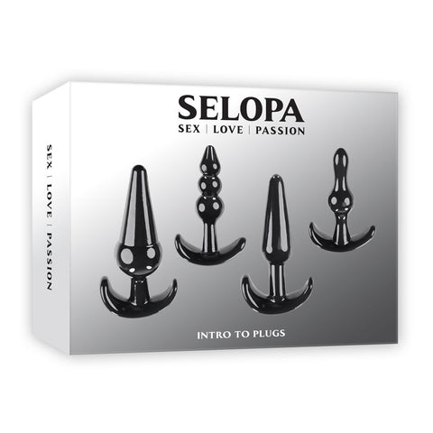 Selopa Intro To Plugs Black Butt Plugs Set of 4 > Anal Range > Butt Plug Kits