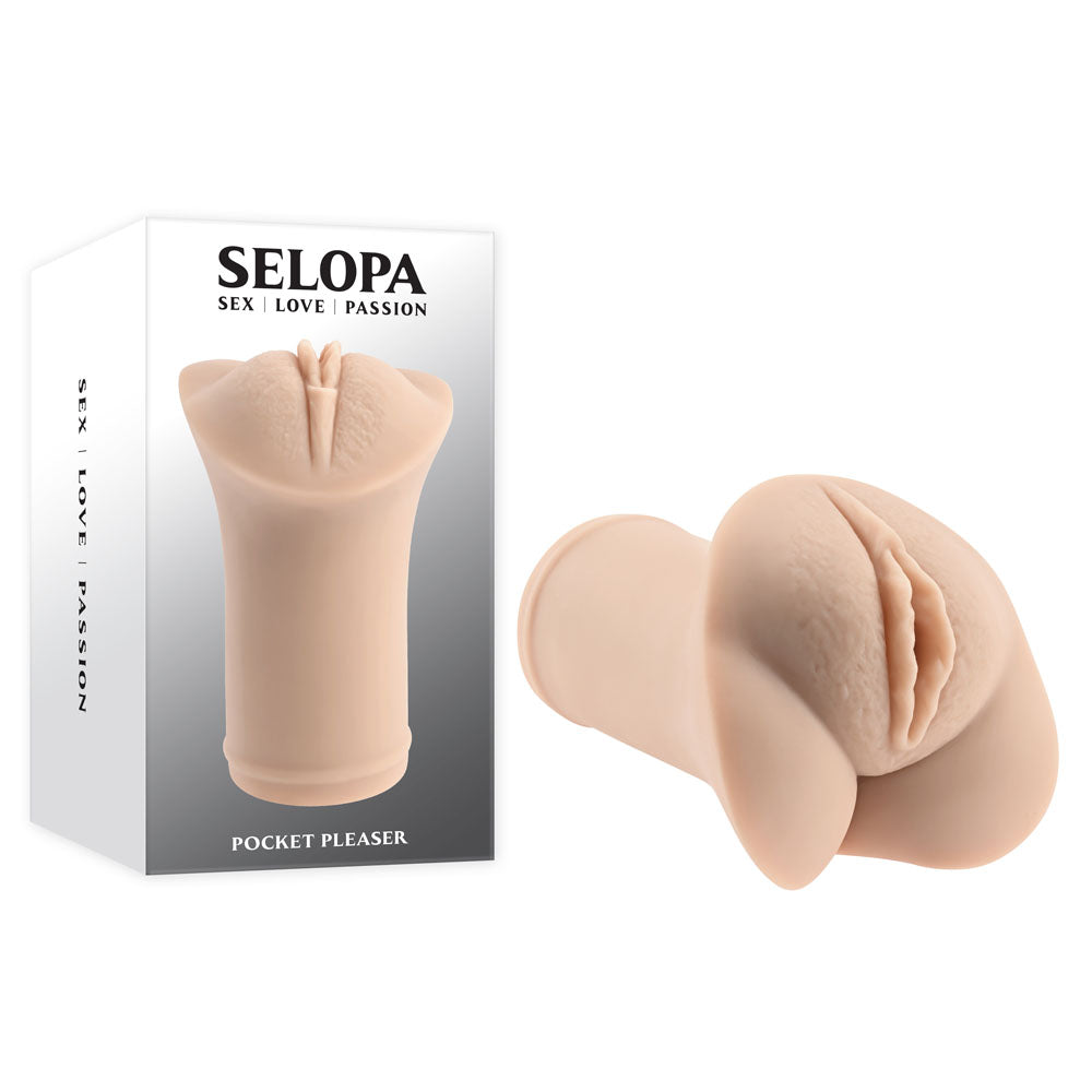 Selopa POCKET PLEASER - Light 11.9cm Soft Stroker Beige Masturbation Aids for Males