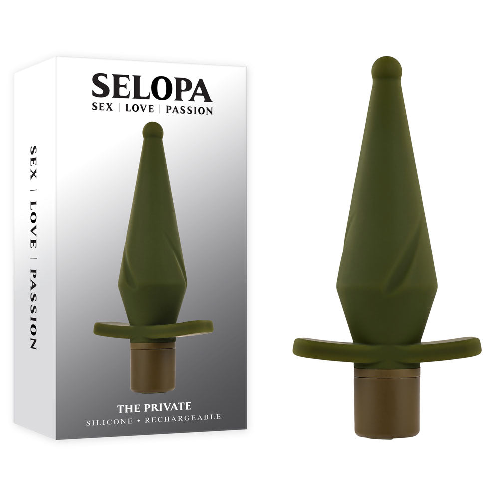 Selopa The Private Vibrating Plug 13cm x 3.5cm Green Green Anal Toys & Stimulators