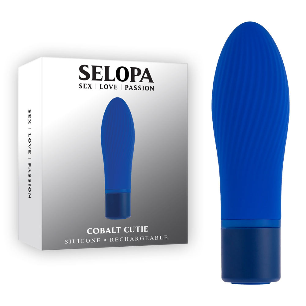 Selopa Cobalt Cutie - 4 Inch Silicone Rechargeable Bullet Vibrator Blue BULLETS