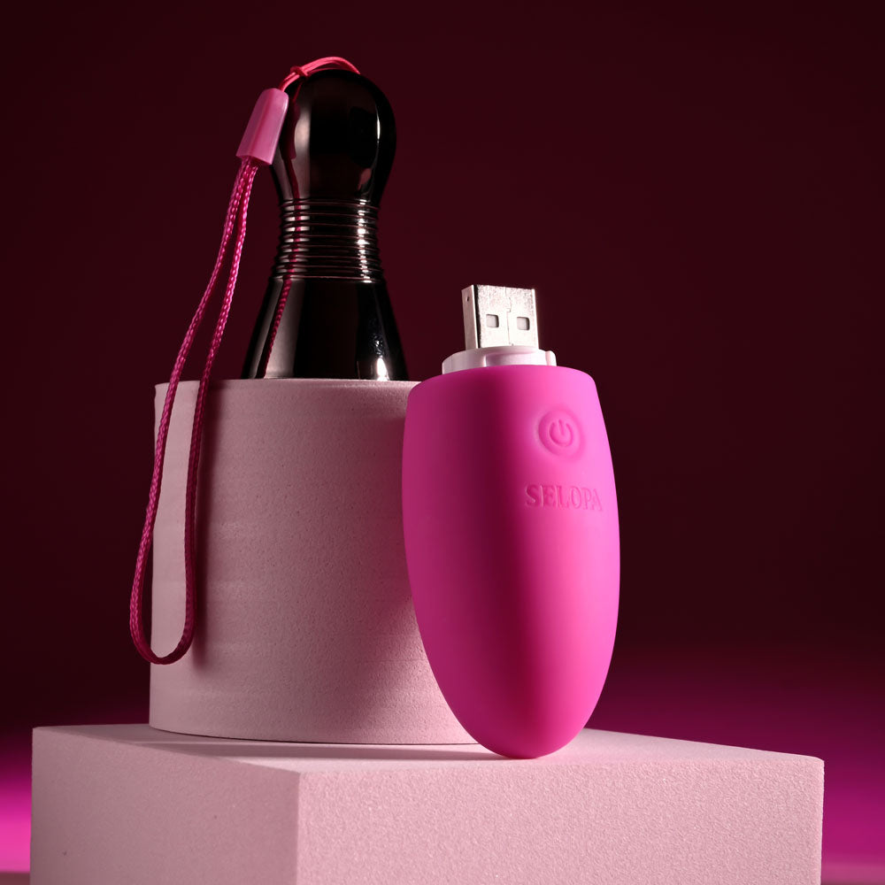 Selopa Vibrating Egg with Chrome Handle - Pink 11.9cm EGGS