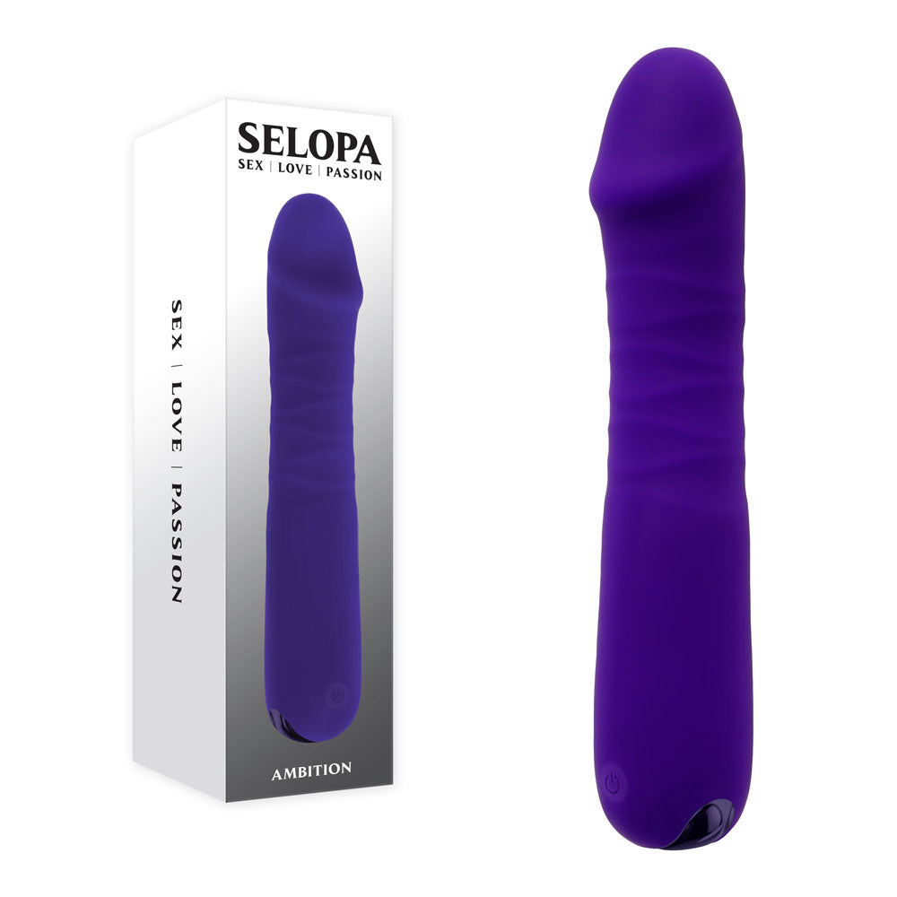 Selopa Ambition - 17 cm Usb Rechargeable Thrusting Vibrator Purple Vibrators