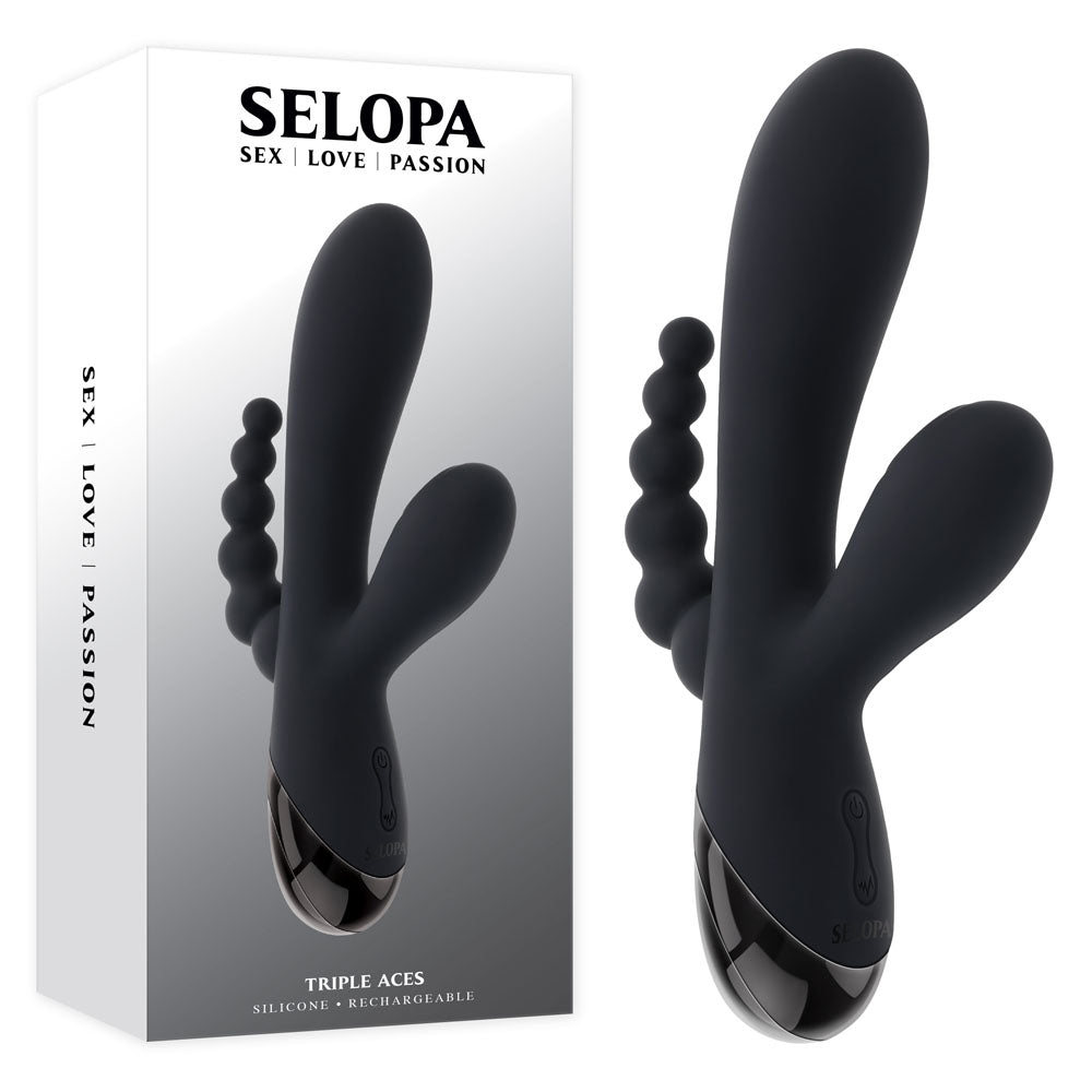 Selopa Triple Aces – USB Rechargeable Triple Stimulator Vibrator 19.7 cm > Vibrators > Ladies > Rabbit Multi