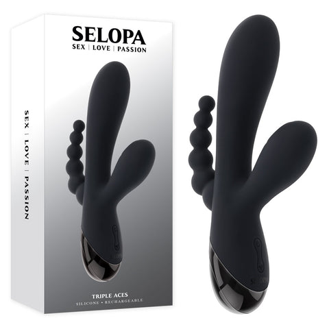 Selopa Triple Aces – USB Rechargeable Triple Stimulator Vibrator 19.7 cm > Vibrators > Ladies > Rabbit Multi