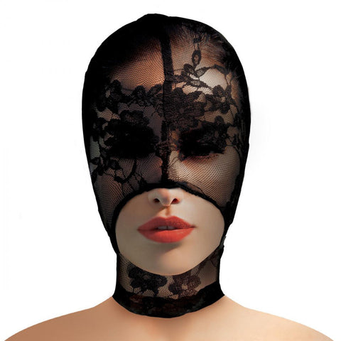 Lace Seduction Black Lace Bondage Hood Erotic Adult Clothing > Bondage Gear > Bondage Hoods