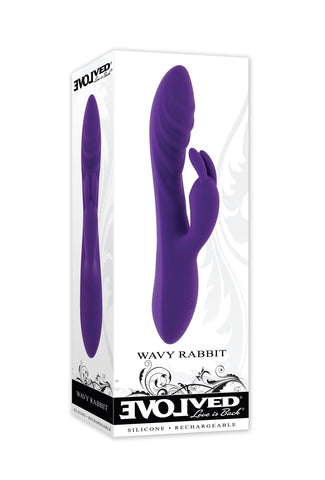 Evolved Wavy Rabbit Vibrator 20.6 cm USB Rechargeable Toy Purple VIBRATORS-RABBIT