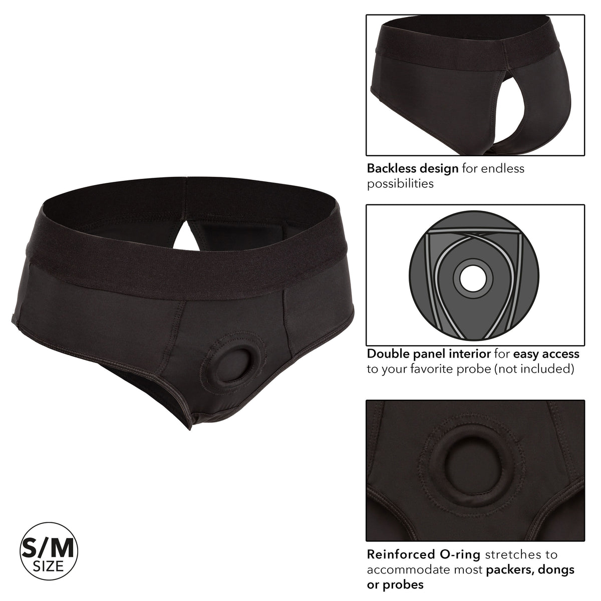 Boundless Backless Brief Harness Black S/M Erotic Clothing Black Harnesses & Strap-Ons