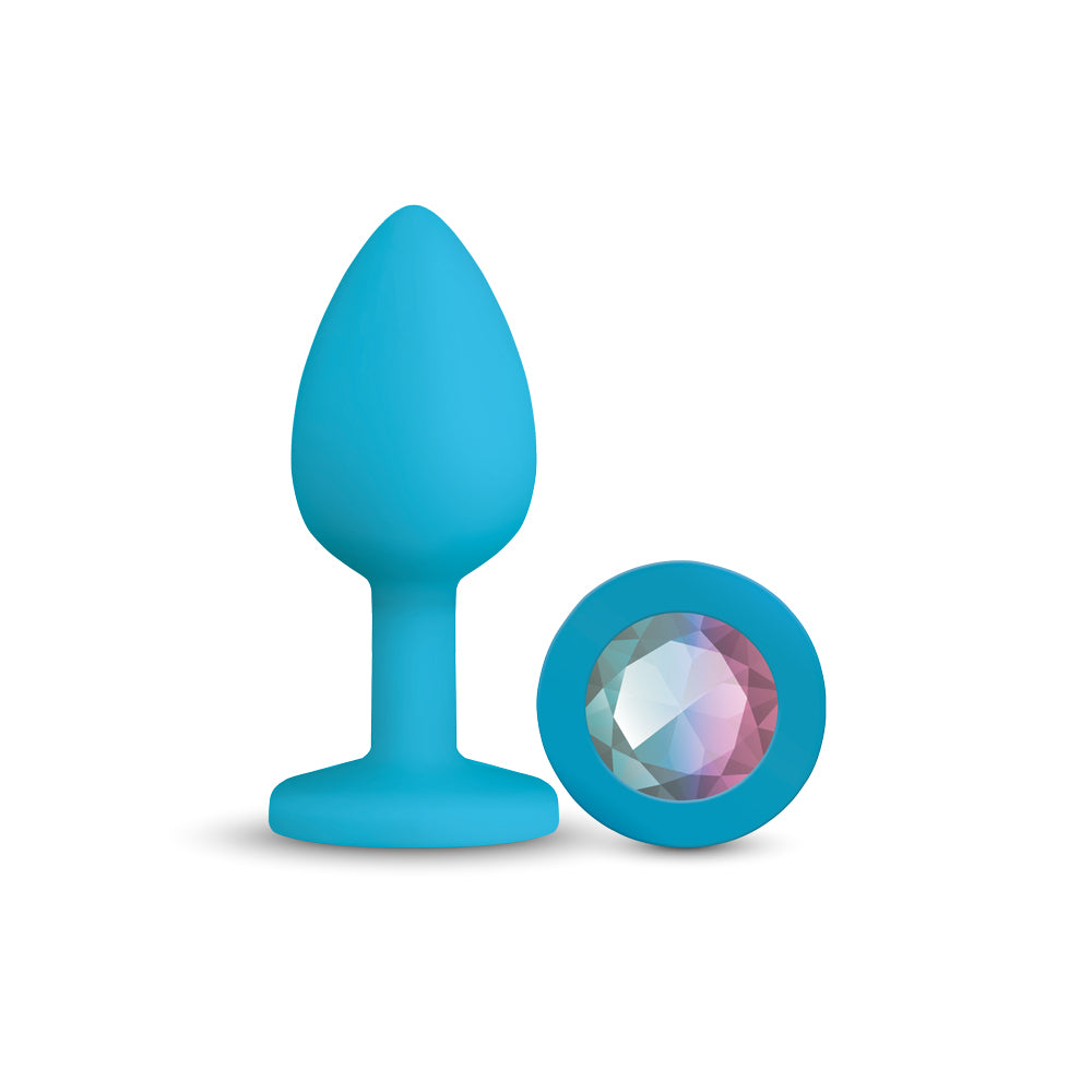 Gemma 3.16 Inch Clear Iridescent Teal Silicone Plug – Medium Anal Plug > Anal Range > Jewel Butt Plugs