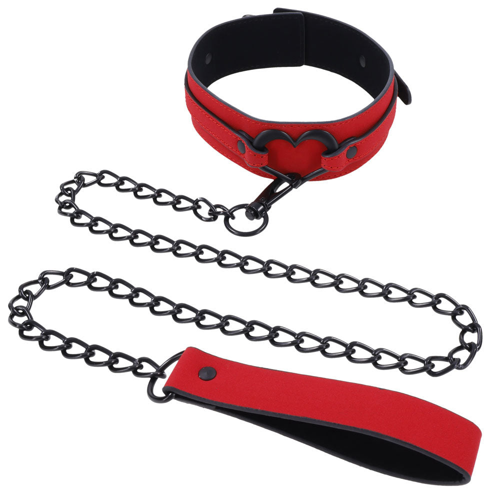 S&M Amor Heart Collar and Leash (Red) – Luxury Collar and Leash Set > Bondage Gear > Collars & Leashes Main image