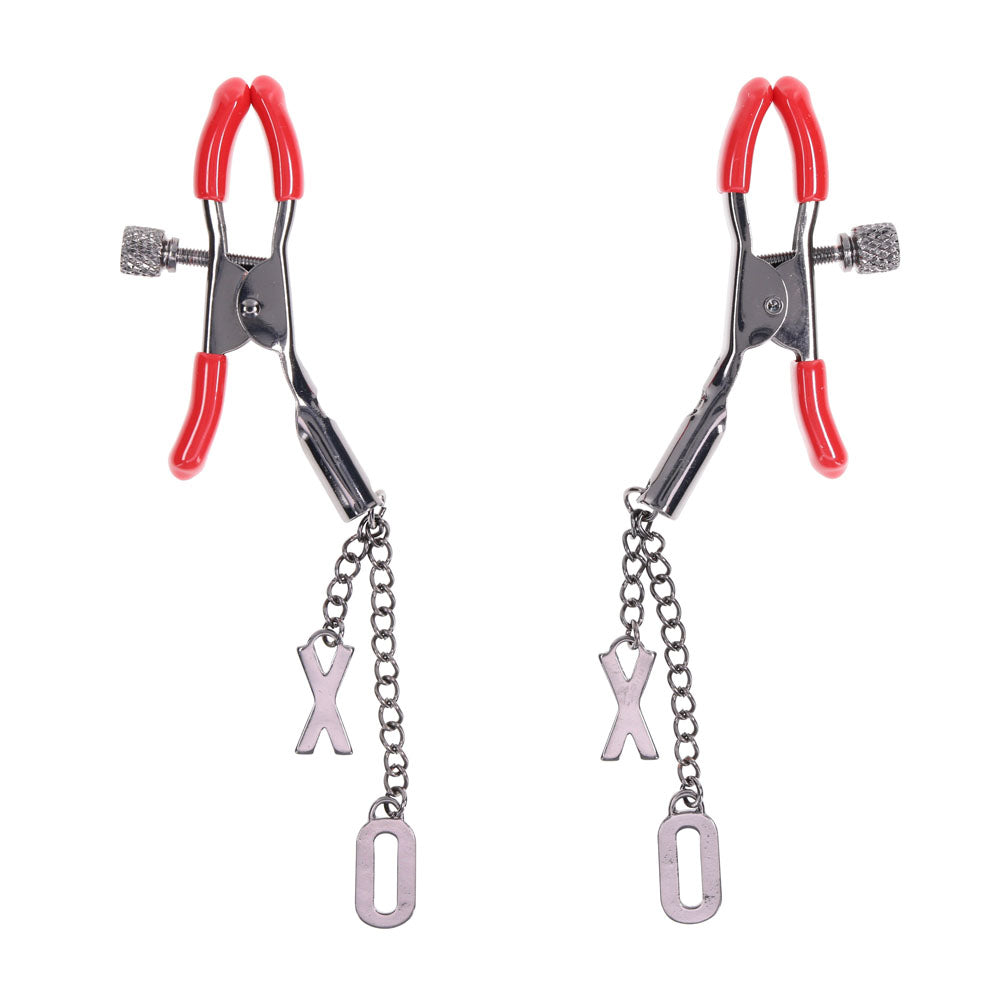 S&M Exs and Ohs Nipple Clamps Tipped Metal Nipple Clamps Set of 2 > Sex Toys > Nipple Clamps