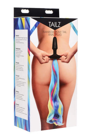 Rainbow Pony Tail Silicone Anal Plug for Adult Intimacy Fun Tails