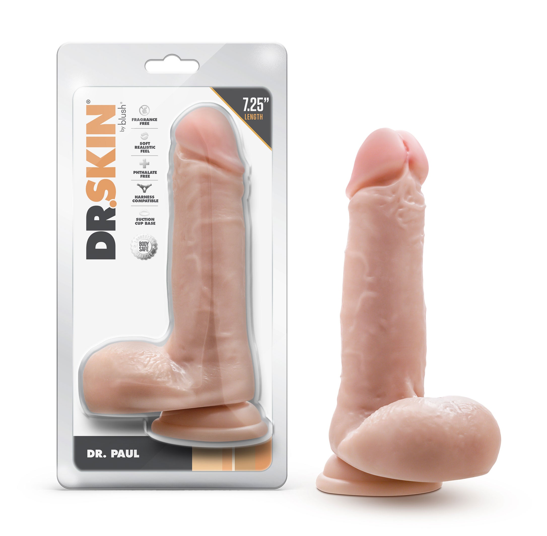 Dr Paul 7.25 Inch Beige Dildo with Suction Cup Base for Adults Dongs Realistic