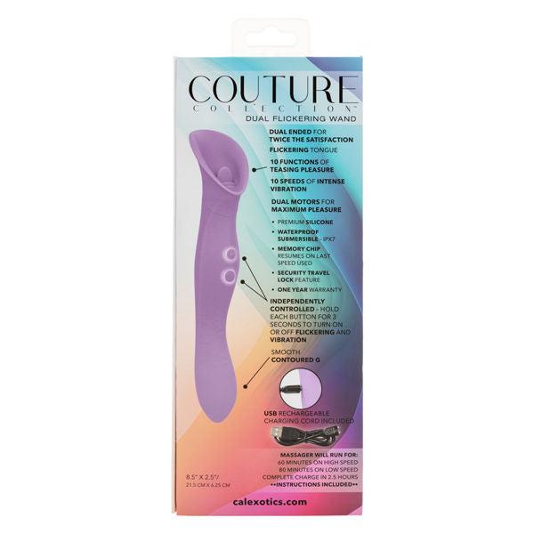 Couture Collection Dual Flickering Wand Purple Massager Purple Electric Massager