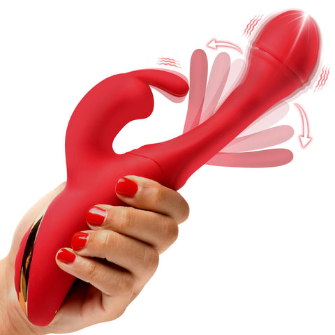 Silicone Rabbit Vibrator Red Rechargeable Clitoral Stimulator VIBRATORS-RABBIT