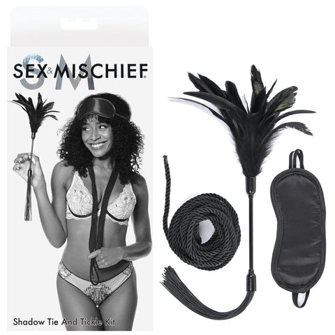 Sex and Mischief Shadow Tie and Tickle Kit Black > Bondage Gear > Restraints