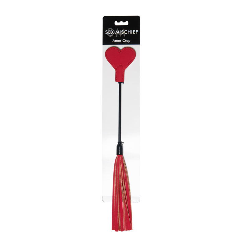 Sex & Mischief Amor Crop Red Flogger - Travel Size Red Whips & Paddles