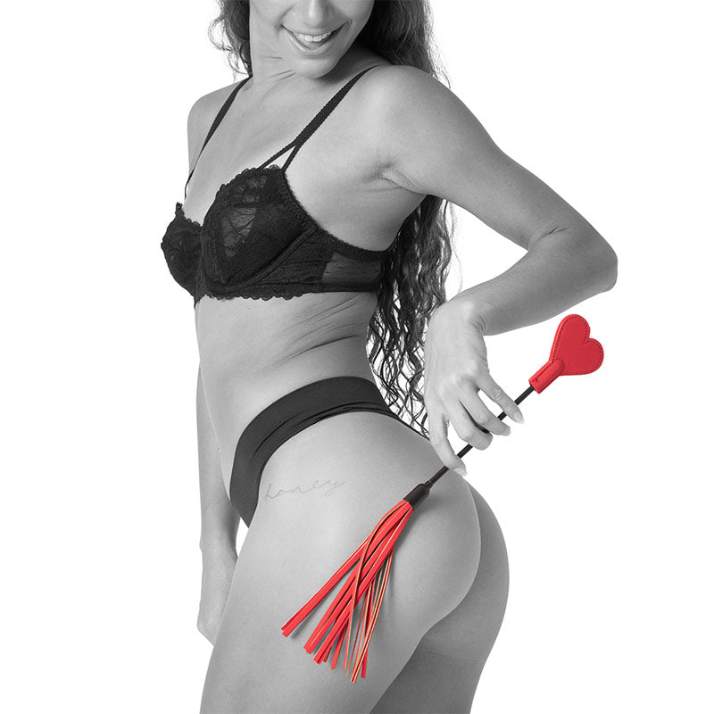 Sex & Mischief Amor Crop Red Flogger - Travel Size Whips & Paddles