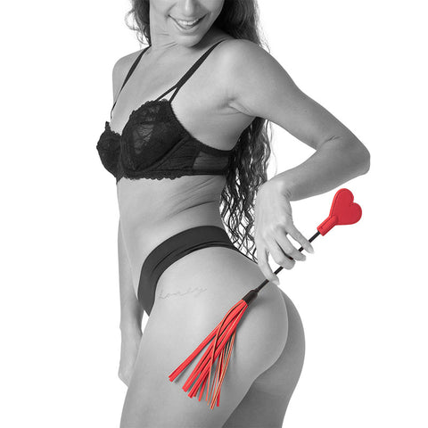 Sex & Mischief Amor Crop Red Flogger - Travel Size Whips & Paddles
