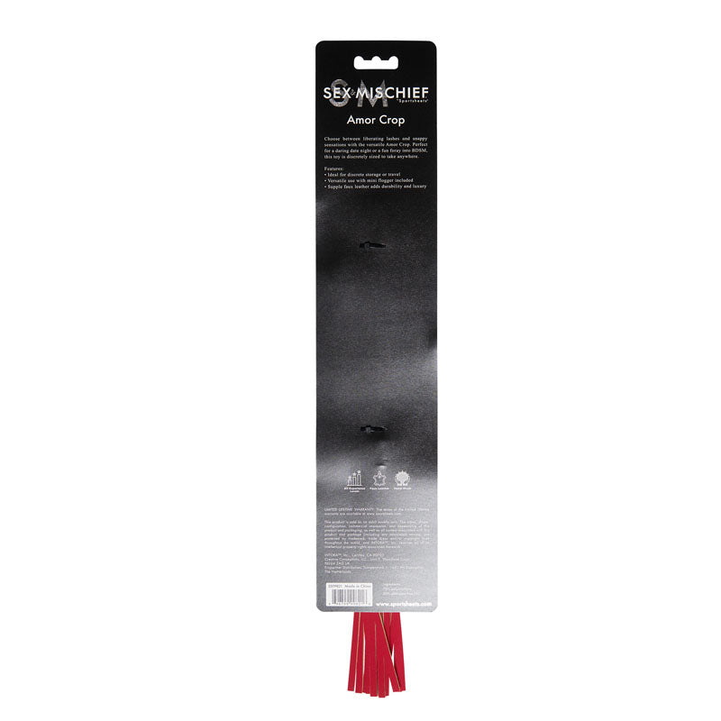 Sex & Mischief Amor Crop Red Flogger - Travel Size > Bondage Gear > Crops