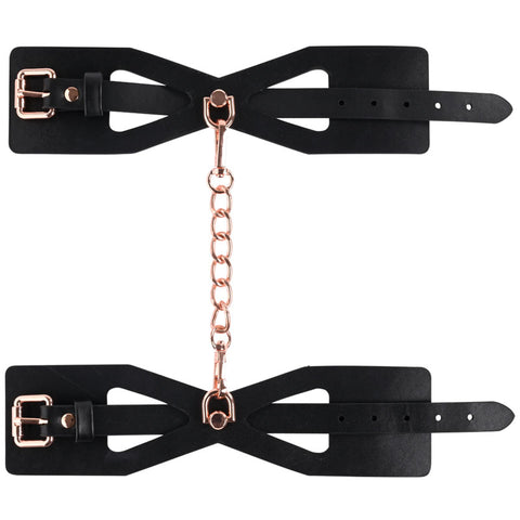 Sex & Mischief Brat Handcuffs in Rose Gold and Black Restraints