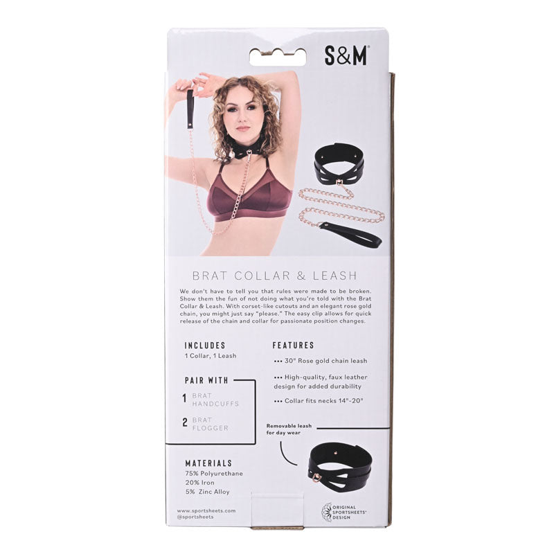 Sex and Mischief Brat Collar and Leash Black Restraint Restraints