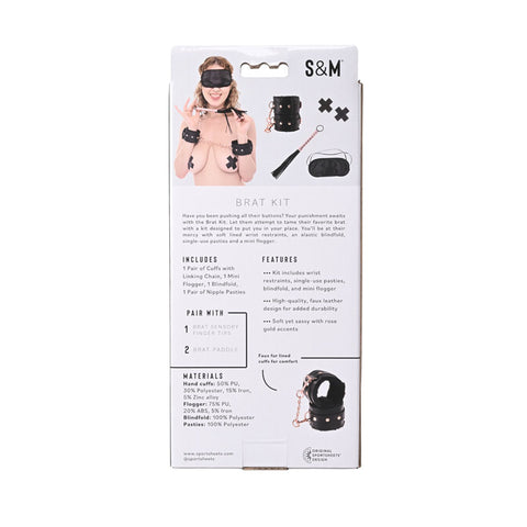 Sex & Mischief Brat Kit with Wrist Restraints and Flogger Restraints