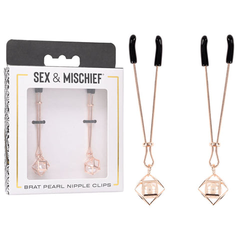 Sex & Mischief Brat Pearl Nipple Clips Pink Nipple Stimulators