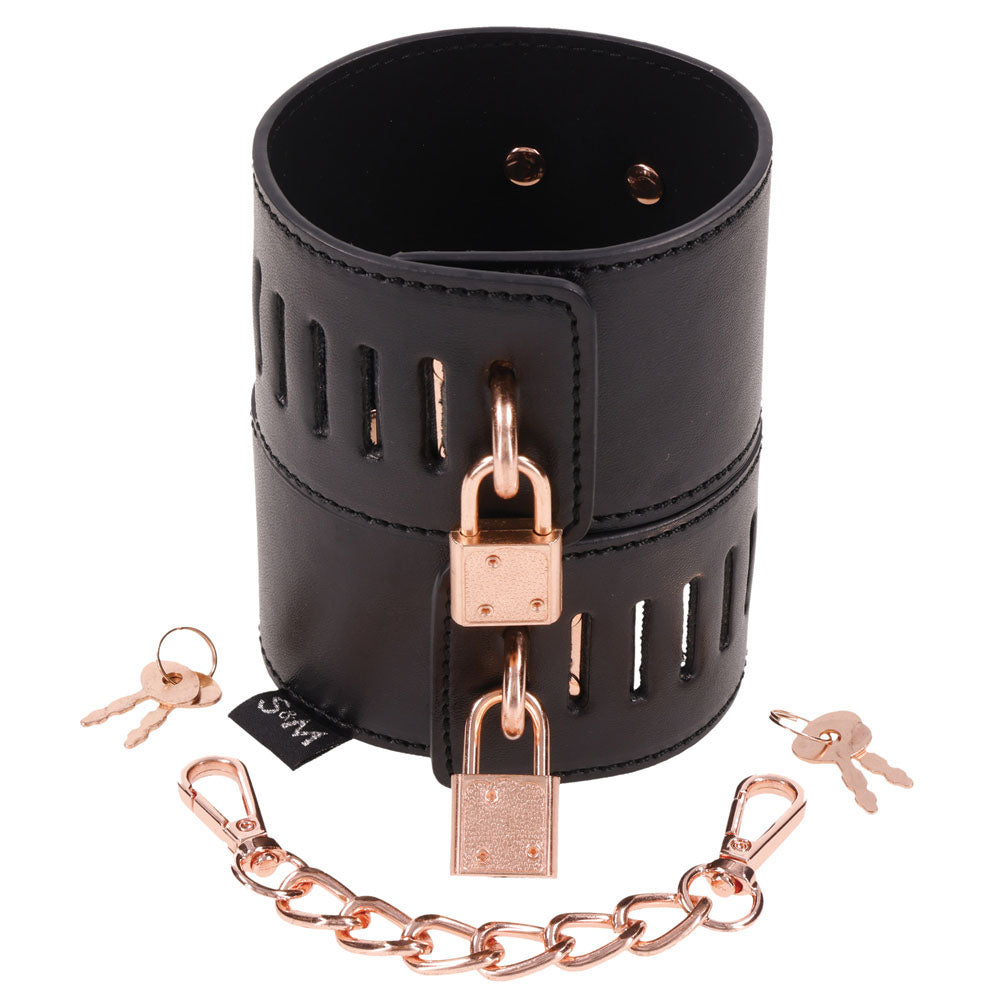 Sex & Mischief Brat Locking Cuffs - Rose Gold Hand Cuffs Restraints
