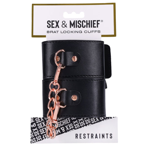 Sex & Mischief Brat Locking Cuffs - Rose Gold Hand Cuffs Restraints