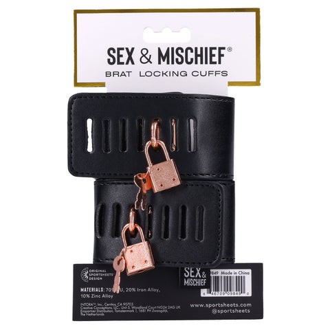 Sex & Mischief Brat Locking Cuffs - Rose Gold Hand Cuffs Restraints