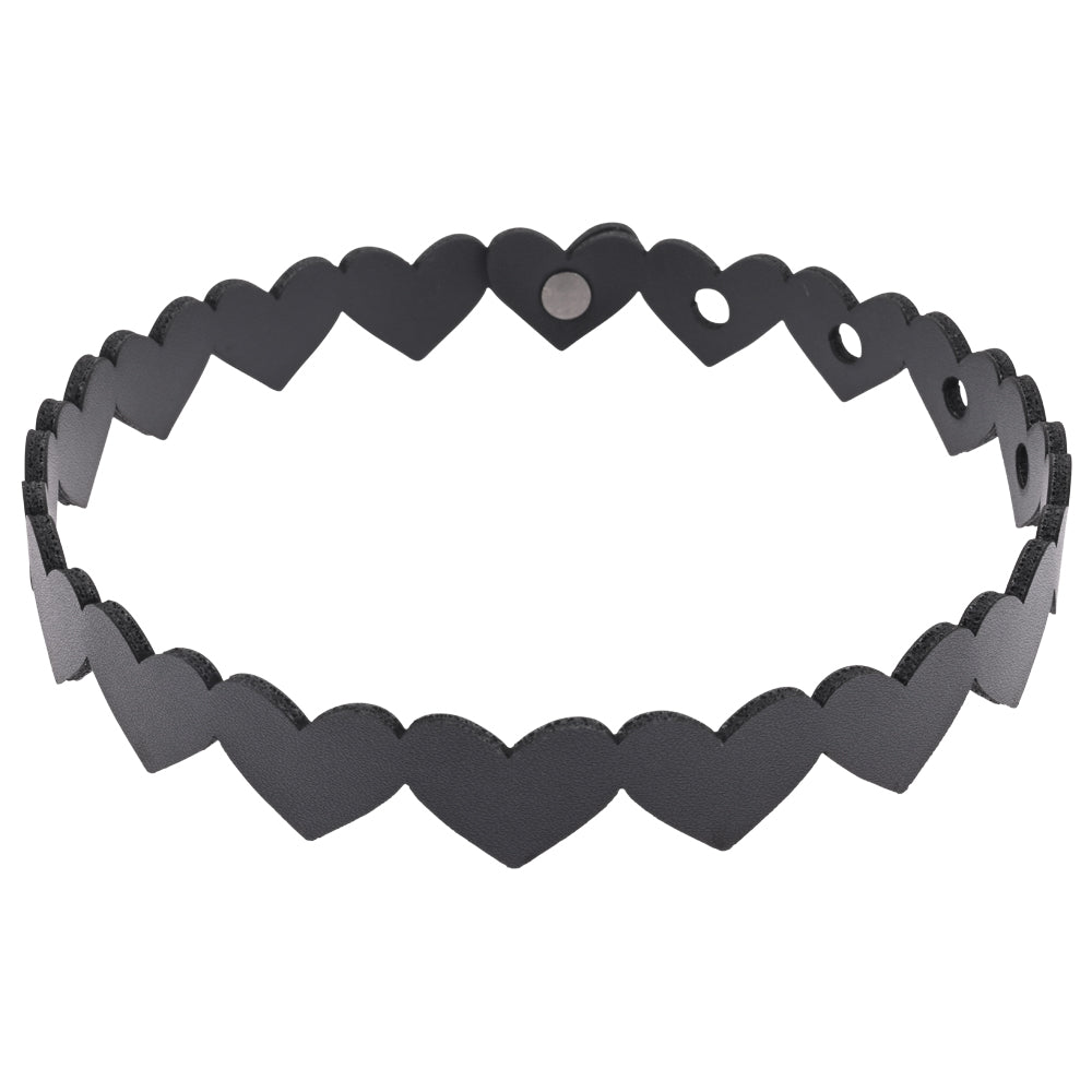 Sex and Mischief Heart Day Collar Choker Style Necklace in Faux Leather Body Jewelry (Non Piercing)