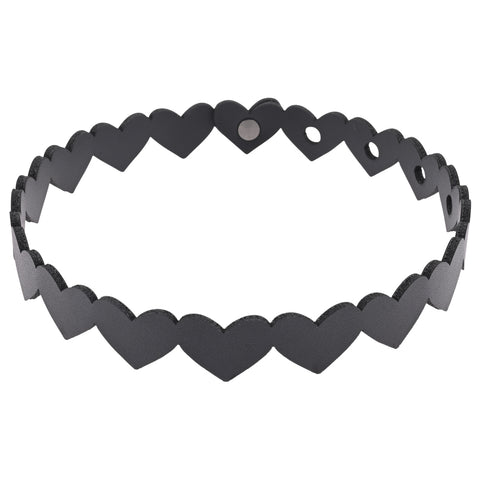 Sex and Mischief Heart Day Collar Choker Style Necklace in Faux Leather Body Jewelry (Non Piercing)