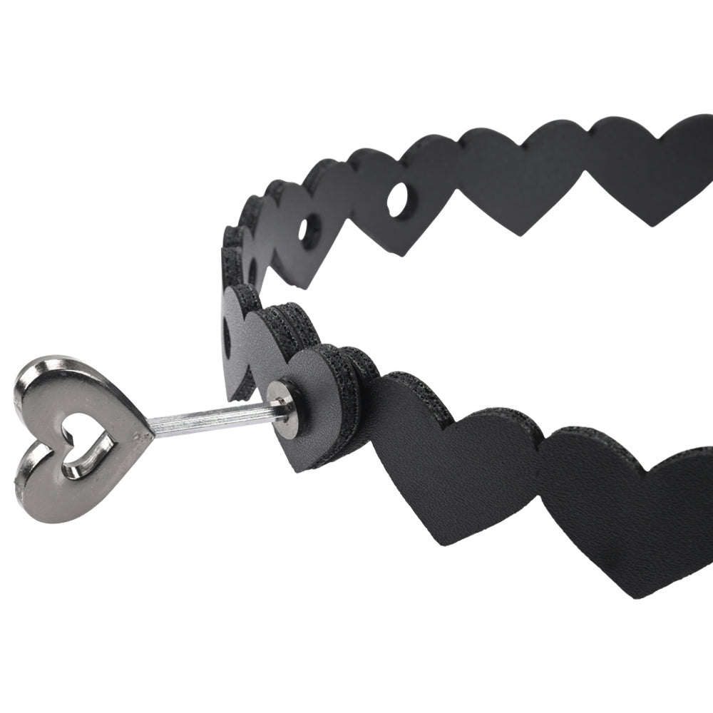 Sex and Mischief Heart Day Collar Choker Style Necklace in Faux Leather Body Jewelry (Non Piercing)