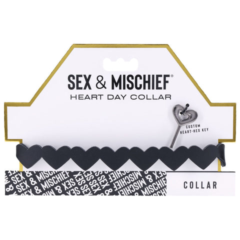 Sex and Mischief Heart Day Collar Choker Style Necklace in Faux Leather Body Jewelry (Non Piercing)
