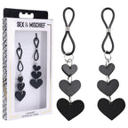 Heart Nipple Ties Black Faux Leather Sensual Adult Accessory > Sex Toys > Nipple Clips