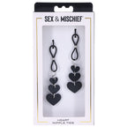Heart Nipple Ties Black Faux Leather Sensual Adult Accessory > Sex Toys > Nipple Clips