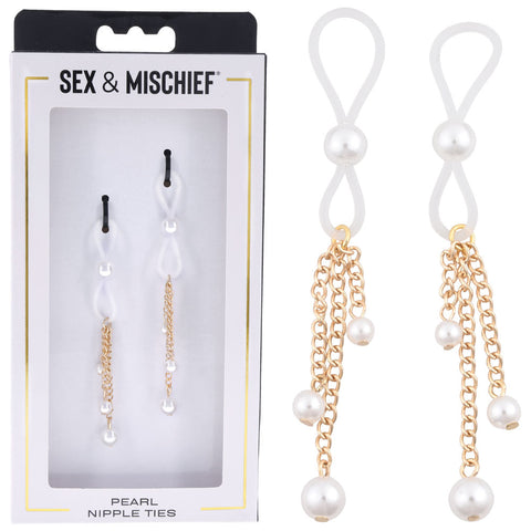 Sex & Mischief Pearl Nipple Ties White Nipple Stimulators