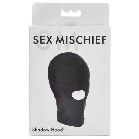 Sex & Mischief Shadow Hood Black with Mouth Opening, Adjustable Blindfold Mask for Deprivation and Control Play > Bondage Gear > Bondage Hoods