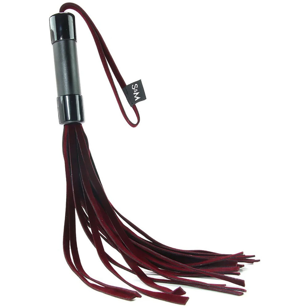 Sex and Mischief Enchanted Red Leather Flogger - 33 cm Black Handle and Wrist Loop Secondary image