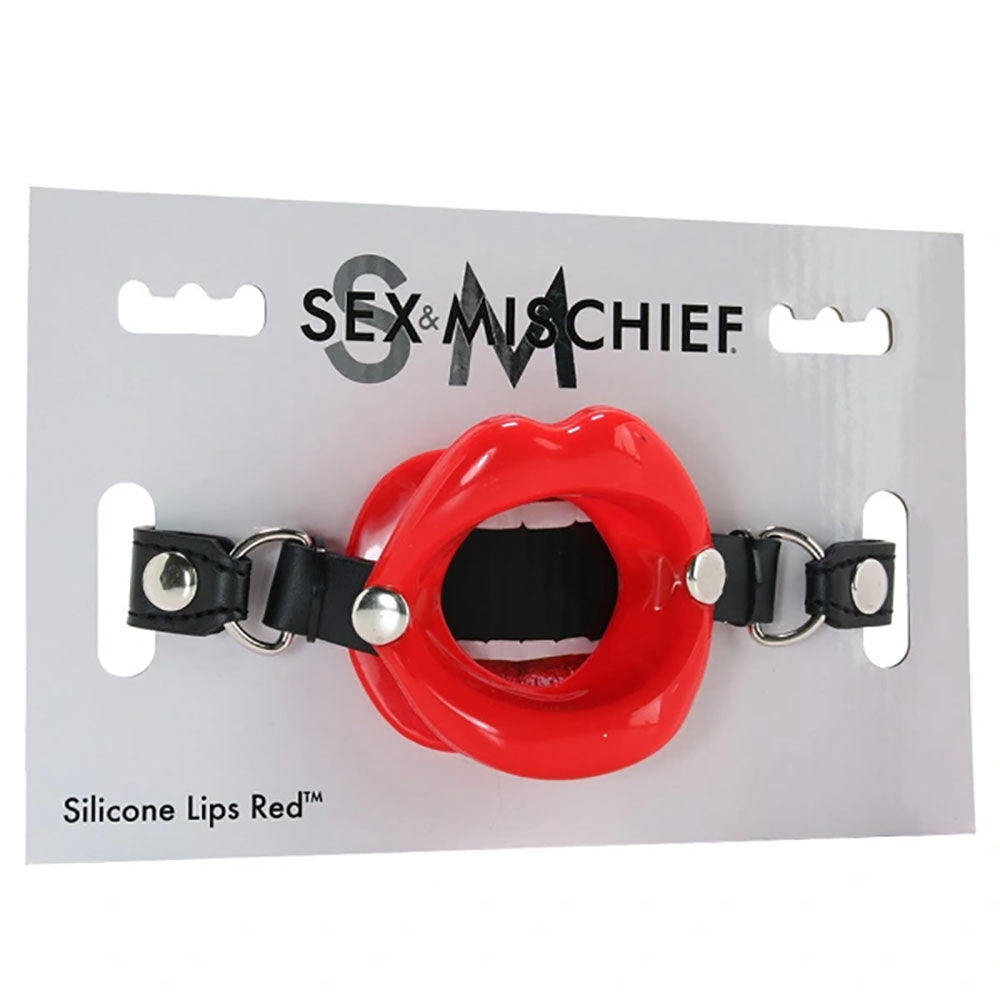 Sex & Mischief Silicone Lips Mouth Gag Adjustable Vegan Leather Strap 63.5 cm Mouth Gag > Bondage Gear > Gags and Bits