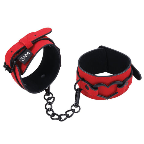 Sex & Mischief Amor Handcuffs in Red Vegan Leather Restraints